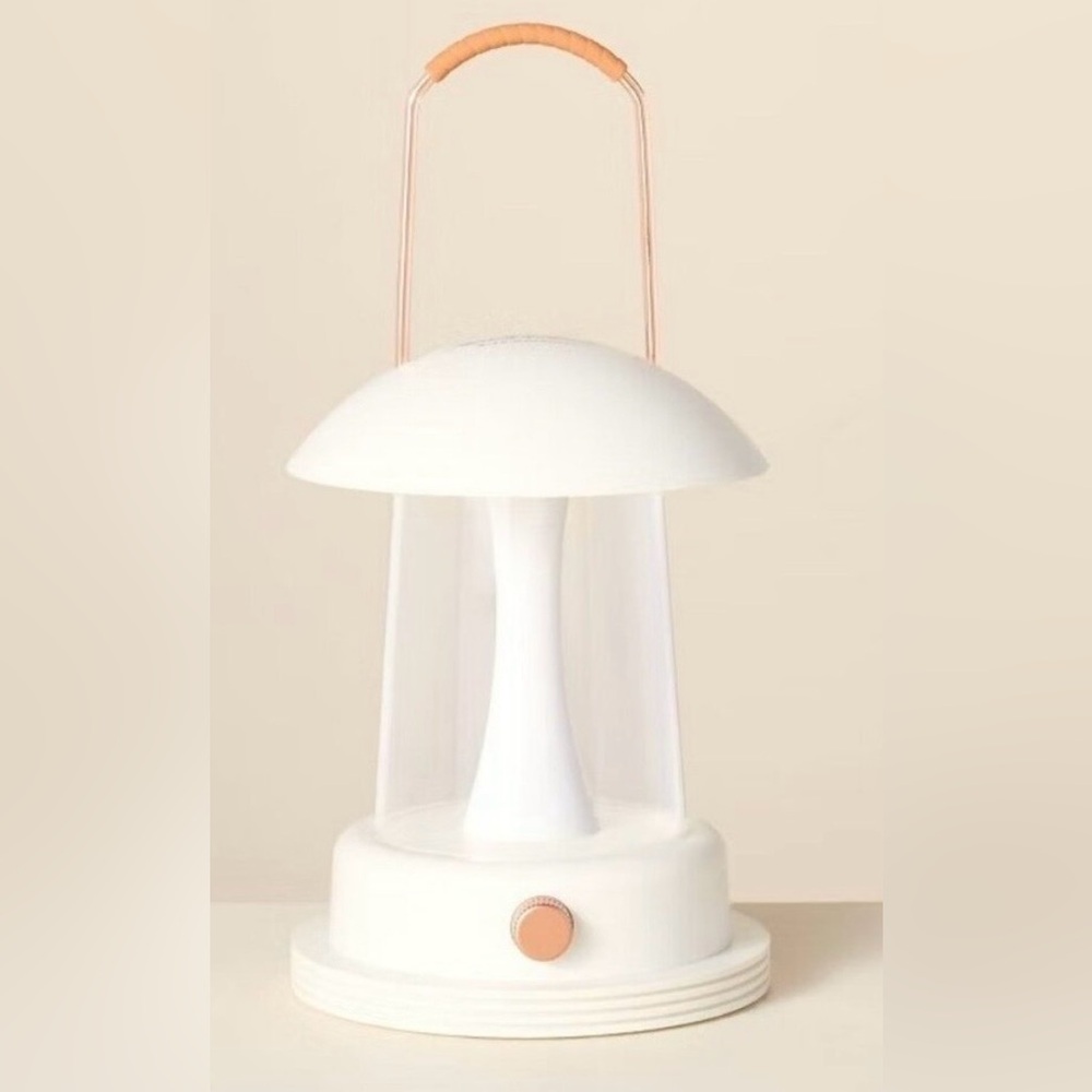 HEARTH & HAND NWT retro led bluetooth table lantern -white w/ copper accents